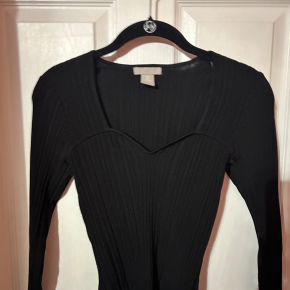 H&M NWOT BUSTIER STYLE TOP TRENDY LONG SLEEVE BLACK SIZE SMALL US EU S NEW TAGS - Picture 11 of 13